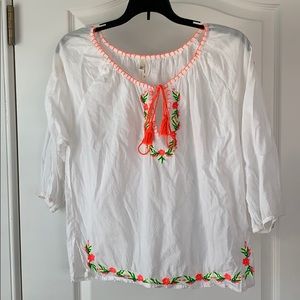 White blouse with neon flowering